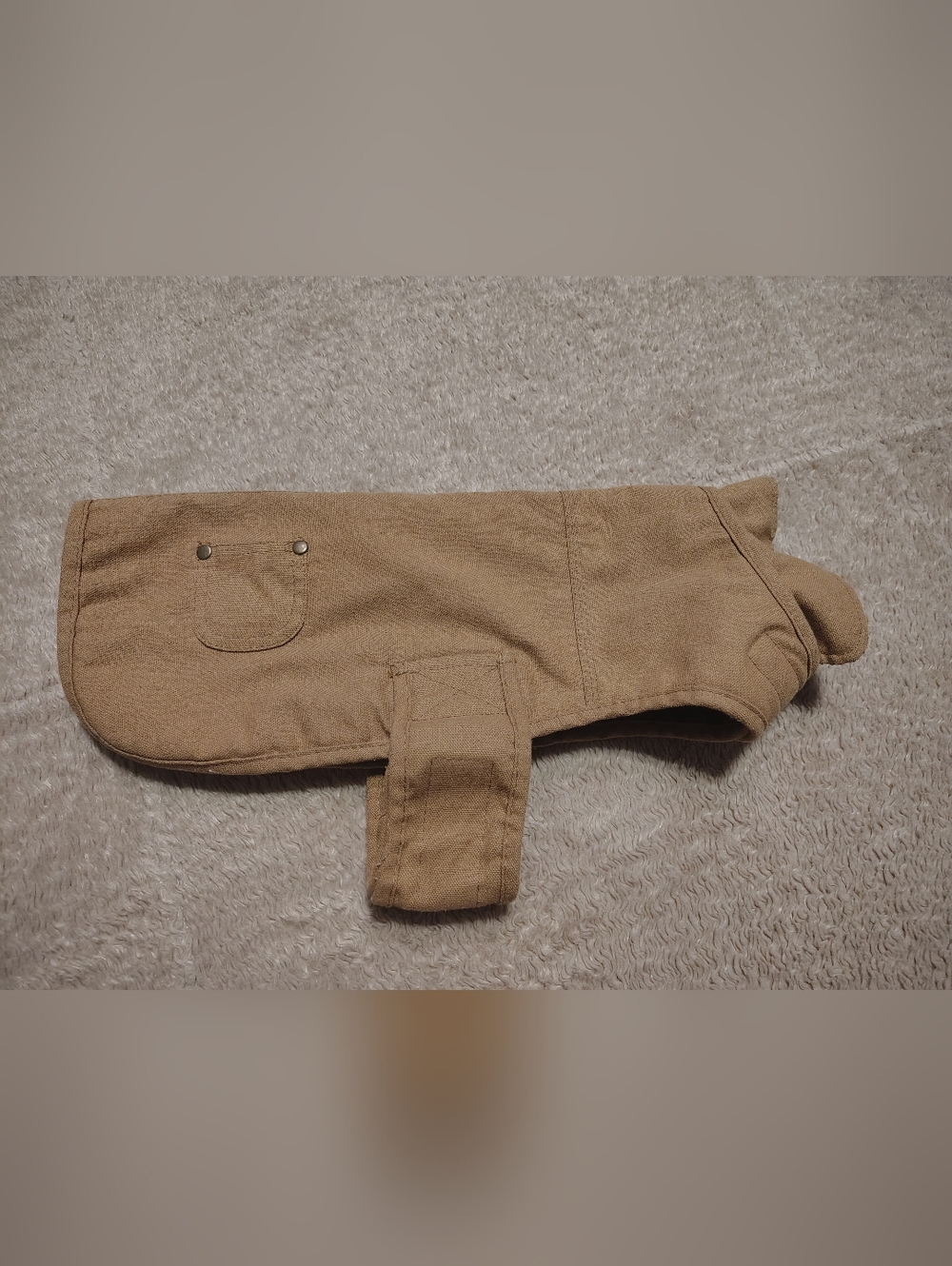 Hound2o Khaki Tan Canvas Quilt Lined Dog Coat Sz Large Hook and Loop Adjustable